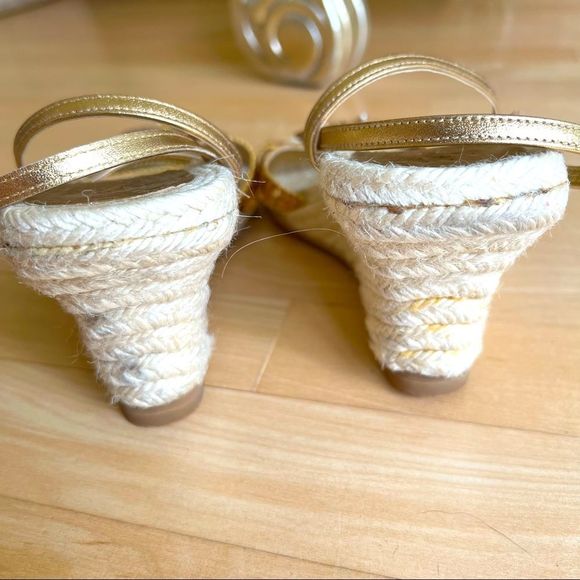 Rafe New York Gold Sequin Butterfly Wedge Sandal - Picture 7 of 9